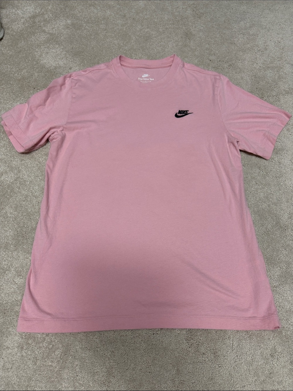 Nike Pink Short Sleeve Tee with Black Swoosh Chest Logo
